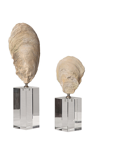 Oyster Shell Sculptures, Set of 2 17523